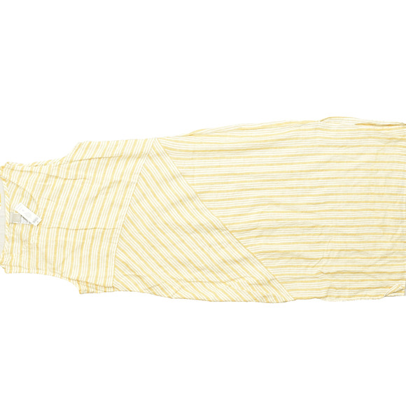 NEW Chico's Yellow Sunny Stripe Maxi Dress Size 2 US 12 Textured Linen - Picture 1 of 8